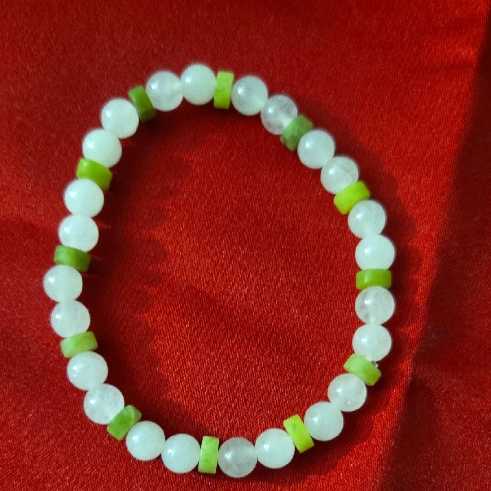 White And Green Jade Bracelet